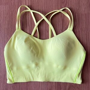 ❤️ Lululemon Like a Cloud Ribbed Longline Bra Electric Lemon Yellow Size 6 NWOT